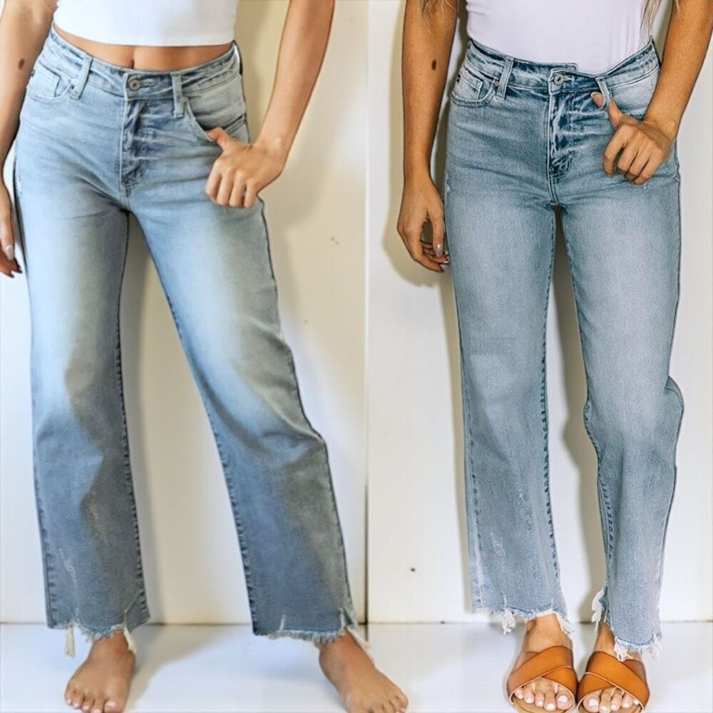 KanCan Light Wash High Rise Slim Wide Leg Jeans Size 13/30 NWT - Picture 4 of 13